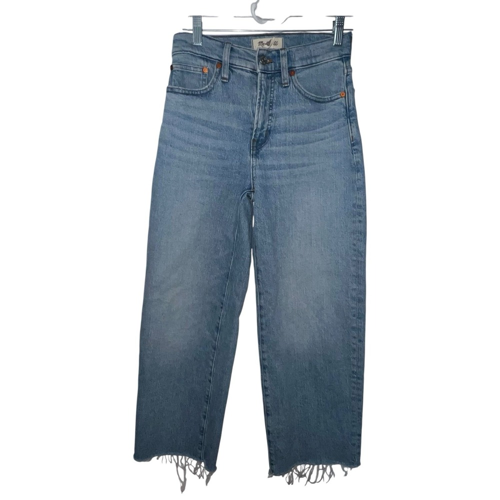 Madewell The Perfect Vintage Wide-Leg Crop Jean Medium Wash Denim 24 Raw Hem